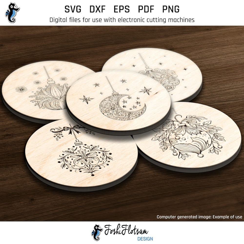 Coaster SVG - round Christmas ornament SVG coaster bundle image 2 Second 5 of 30 round Christmas ornament coasters included in this coaster SVG bundle.